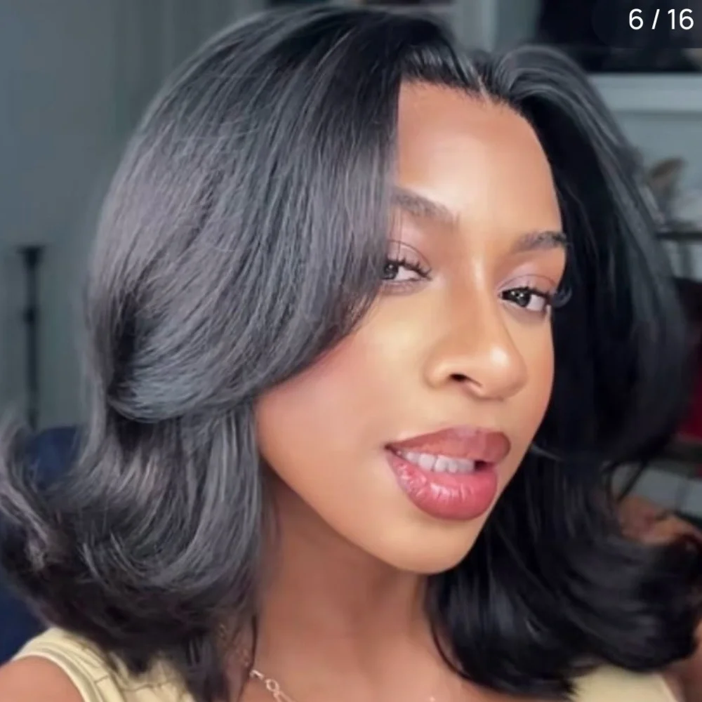 Sleek Black Human Hair Wig - Picture 1 of 6